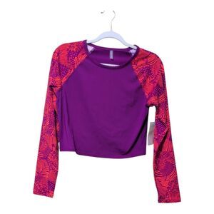 Garnet Hill rashguard top size Medium cropped UPF 50+ swim travel resortwear